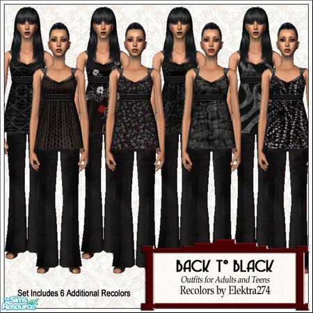 Sims 2 — Back to Black Collection by elektra274 — A collection of 14 outfits for your sim adults, young adults and teens.