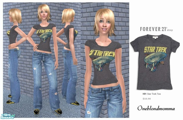Sims 2 — FOREVER 21\'s Star Trek T-Shirt & Jeans by Tiff_4_treasures — This Star Trek shirt is from FOREVER 21 and