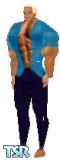 Sims 1 — Sixpack by Eggy — This is a skin made out of a real photo. This guy's wearing a open blue shirt and navy