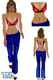 Sims 1 — Sexy Top by panvix the greek — ***Sexy TOP*** is a set of a cherry-deep-red top and a pair or blue jeans.