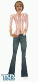 Sims 1 — Pink Blouse by Cosmic Sim — Pink striped blouse with casual jeans. All skin tones and one head (the one you see