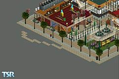 Sims 1 — Downtown lot for contest by Melissa Brice — Meet at the elite part of the street. Features a cozy restaurant,