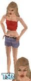Sims 1 — Monica by Kitana — Made by Request this is monica, she is wearing a red halter top and blue jean shorts with