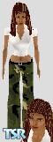 Sims 1 — Carla by Kitana — Made by Request this is Carla, she is wearing green camoflauge pants and a white v-neck tee.