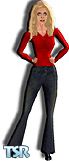 Sims 1 — Buffy Summers from by Buffy Skins — Buffy in a silk red top and dark denim pants. From the season 6 musical