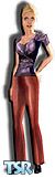 Sims 1 — Buffy Summers from by Buffy Skins — Buffy in red leather pants and a purple top. From the "Buffy the