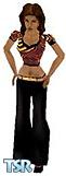 Sims 1 — Tonya by Kitana — Tonya is wearing a very trippy tight T-shirt and black pants, Comes in all skin colors. Head