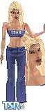 Sims 1 — Lauren by Lil' Vicki — Lauren is wearing cool flared jeans and a blue tube-top.