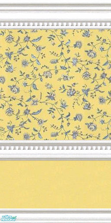 Sims 2 — jsf2CBRPetiteFleursDuo by jsf — In my cottage style, white, beaded mouldings and chair rail, a sunny yellow