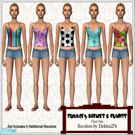 Sims 2 — Summery Halters & Cutoff Jeans, Set 1 by elektra274 — A collection of 10 outfits for your sim teens.