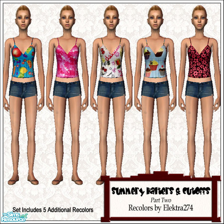 Sims 2 — Summery Halters & Cutoff Jeans, Set 2 by elektra274 — A collection of 10 outfits for your sim teens.