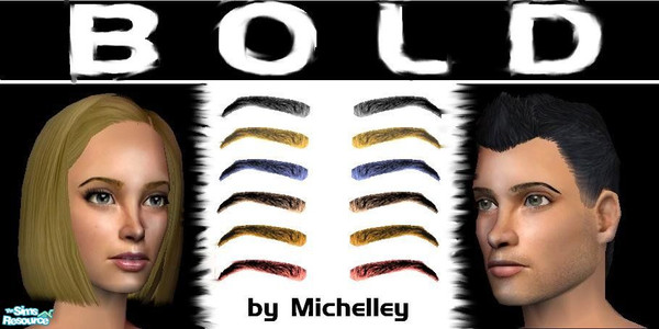 Sims 2 — BOLD by MichelleySim95 — BOLD is a set of 6 dramatic eyebrows with thick textures that are great for both male