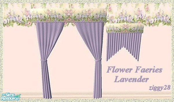 Sims 2 — Flower Faeries Curtains Lavender by ziggy28 — Lavender curtains