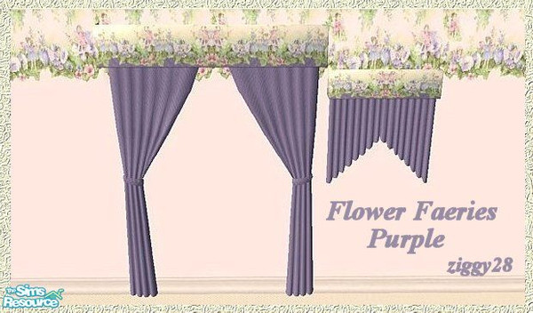 Sims 2 — Flower Faeries Curtains Purple by ziggy28 — Purple curtains