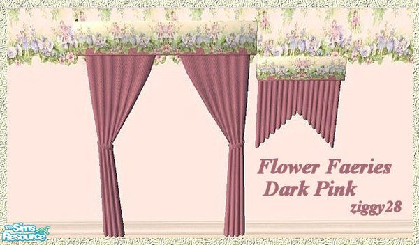 Sims 2 — Flower Faeries Curtains Dark Pink by ziggy28 — Dark pink curtains