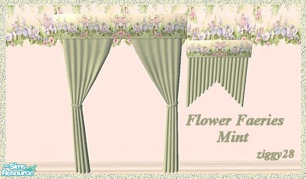 Sims 2 — Flower Faeries Curtains Mint by ziggy28 — Mint curtains