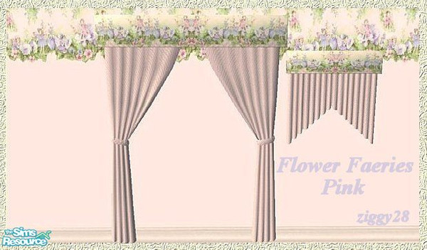 Sims 2 — Flower Faeries Curtains Pink by ziggy28 — Pink curtains