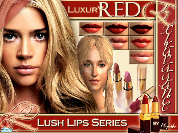 Sims 2 — Lush Lips Series - Luxury Red by Alyosha — A set of 6 lipsticks, all in varying shades of red! Part of my Lush