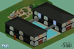 Sims 1 — Twin House by J.D — This is a black party house that I made for my friend Kate. It has a kitchen, two bedrooms,