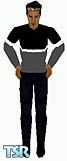 Sims 1 — Nathan by Kitana — Black Gray and White Sweater, all Skin Colors, No Head included.