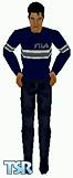 Sims 1 — Gary by Kitana — Gary is wearing a dark blue Fila Sweater with gray Stripes on the front and sleeves. Comes in