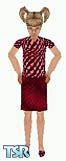 Sims 1 — Tina by Kitana — Girls Dress - pink and black checker top with a red skirt.