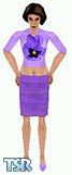 Sims 1 — Krista by Kitana66 — Cute little purple shirt with a pansy flower on it and a purple skirt. Head not included.