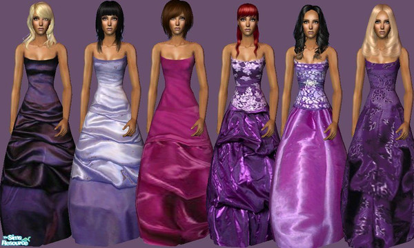 Sims 2 — Lila Ball Gowns by janicap — Formal dress for adult women.In lila colors.Mesh by Chriko.