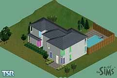 Sims 1 — Bright Lights by WhyteRaven — A large two storey home, filled with bright colours and styles. Swimming pool, two