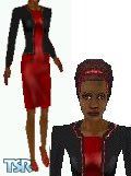 Sims 1 — Missy by Moira — Missy is wearing a red dress, sparkling red shoes and a black cardigan. Dark skin only. Head