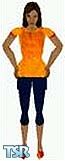 Sims 1 — Orange by Sunrise — This skin includes a bright orange top, navy blue capris and matching orange shoes. It looks
