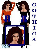 Sims 1 — Gothica by Simone M. — Maiden style gown, back in style. blue corset with black lace, light skin tone only,