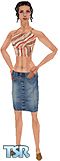 Sims 1 — Retro by Sim 16 — A colourful top, with a semi-long denim skirt beneath it. Available in all three skintones,