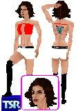 Sims 1 — Shae by Shane Bandeen — This is one of my first skins, white short shorts hotpants with studded belt and red