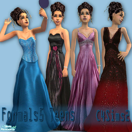 Sims 2 — Formals 5 - Teens by FaronDesign — Yet another set of formal gowns for the teen in various colours. I hope you