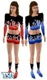 Sims 1 — Flame Outfit by Cloud999 — A female outfit with flames on it. Head not included. Included are blue, red, purple