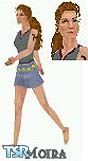 Sims 1 — Melody by Moira — Melody has a jeans mini, green top and golden belt, earrings and ancle bracelet. She also has