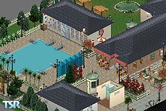 Sims 1 — SimCity Public Pool by MN — Hot day got you down? Swim up and down this pool. Then grab a bight to eat or even a