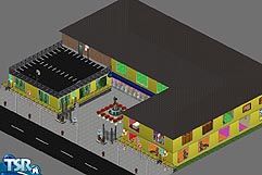 Sims 1 — FunLand Mega Mall by Steve Mcgreg — This is a large mall with a indoor pool and garden, shops and a diner on the