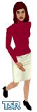 Sims 1 — Cozy by Sim #16 — A cozy red sweater, with a cream coloured skirt beneath it. Head included (light skintone