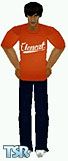 Sims 1 — Element Tee by SimER — A orange element tee with white logo. A pair of baggy pants. In medium skintone only.