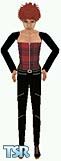 Sims 1 — Beki 2 by BeckyLynn — Punky-looking sim chick with red plaid top with black sleeves, black zipper bondage pants,