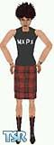 Sims 1 — Beki 1 by BeckyLynn — Punky-looking sim chick with an MxPx top, red plaid bondage skirt, & Doc Martens with