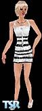 Sims 1 — Zebra White by Karen L. K. — A chic white and black dress with double zippers and fashionable white sandals.