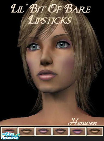 Sims 2 — Lil\' Bit Of Bare Lipsticks by Henwen — Subtle and soft lip colors that give just the right tint for your Sims.