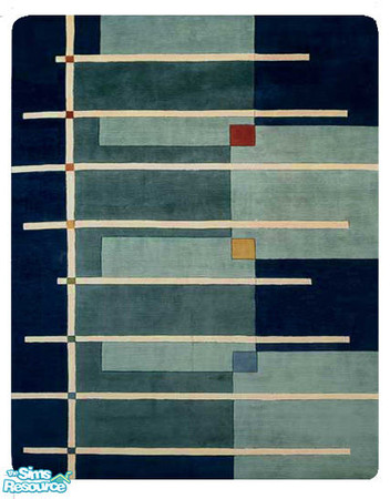 Sims 2 — Deep Blue Rug by Degera — Fabulous modern style rug in a dark, rich blue highlighted with ivory lines that will
