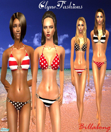Sims 2 — Clyne - Set 10 - Surfside Reversible by Clyne_Fashions — A set of 4 tri-top Billabong reversible bikini\'s,