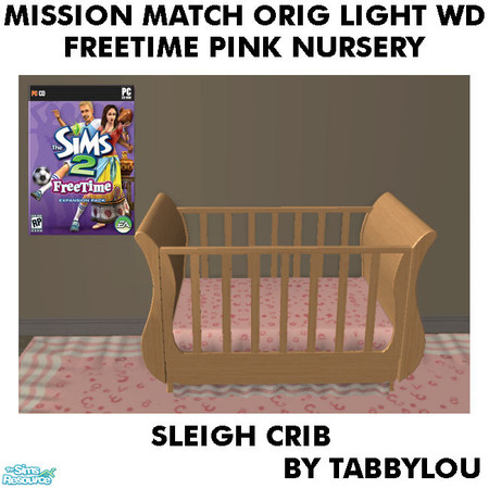 Sims 2 — TL - MM FTPink SleighCrib OrigLightWd by TabbyLou — Recolor of FreeTime Classic Wonderland Sleigh Crib with