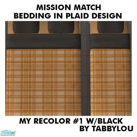 Sims 2 — TL - MM MatchingBeddingPlaidDesign Recolor01Blk by TabbyLou — My Recolor #1 w/Black - Recolors of Maxis Beddings