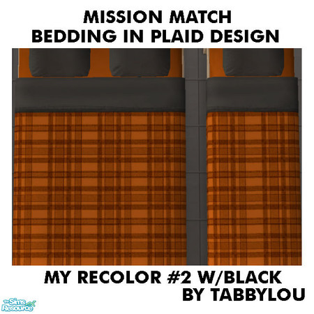 Sims 2 — TL - MM MatchingBeddingPlaidDesign Recolor02Blk by TabbyLou — My Recolor #2 w/Black - Recolors of Maxis Beddings